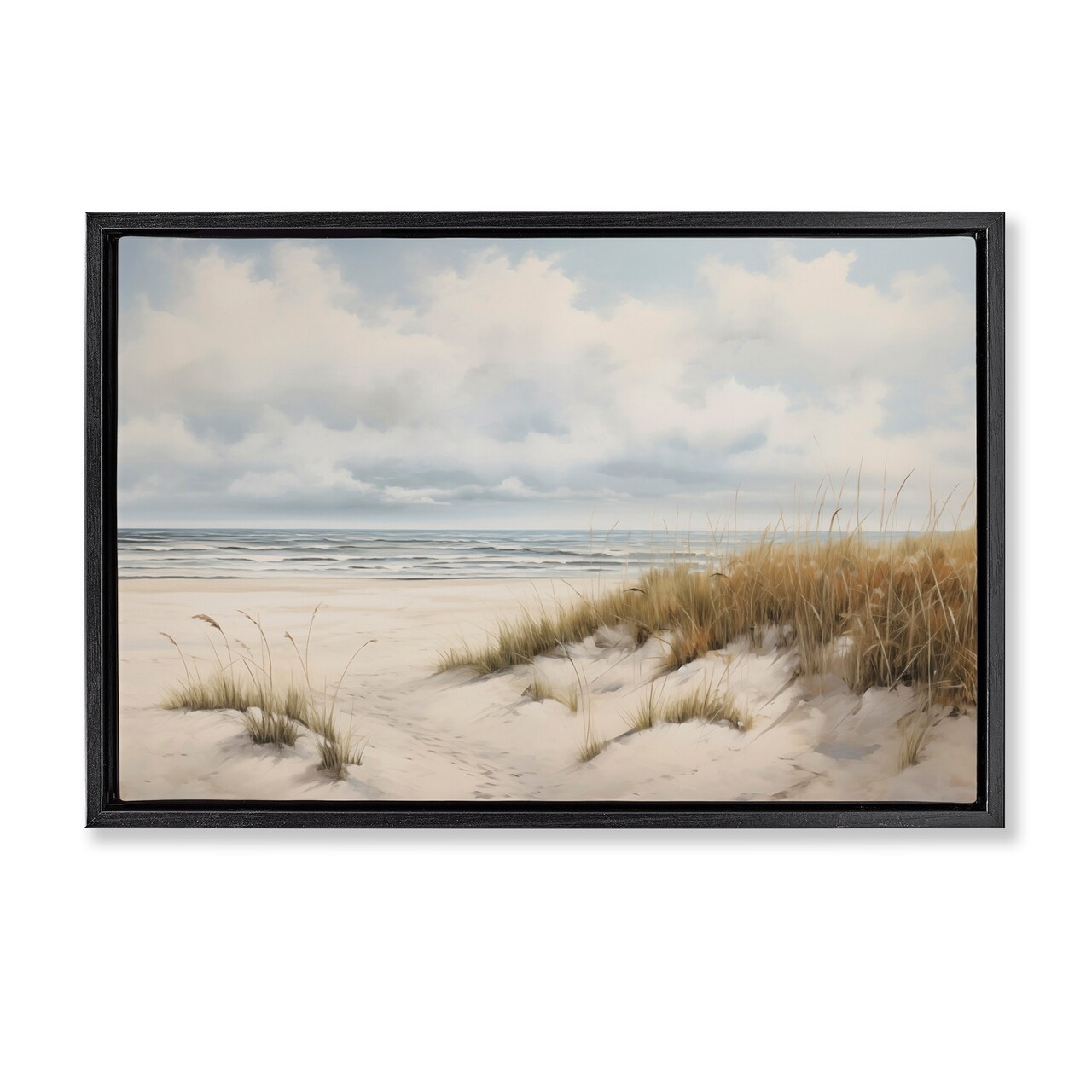 Stupell Industries Seascape with Soft Grasses Floater Framed Canvas Wall Art Design by Arlington Prints